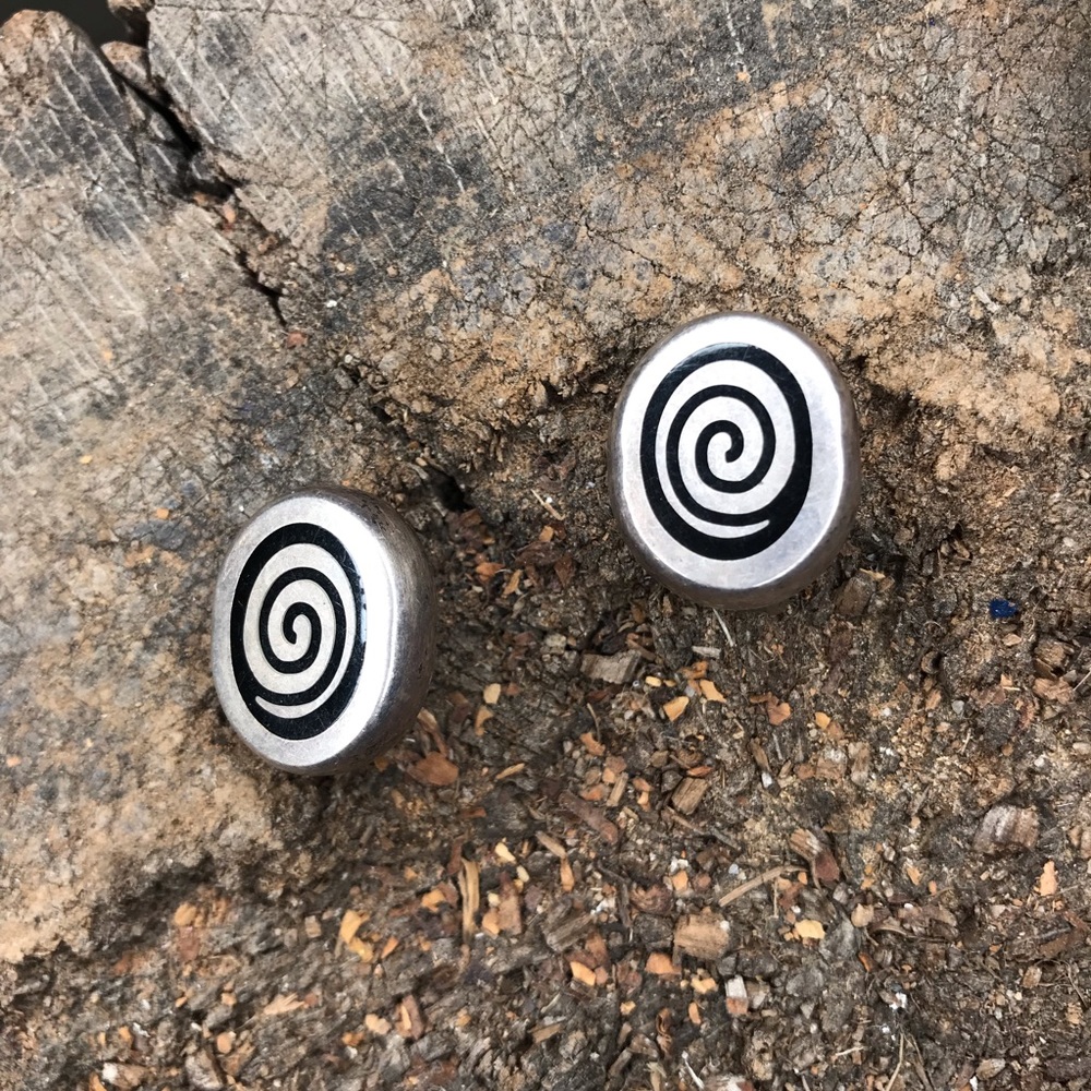 vintage sterling earrings swirl clip on Varga - Picture 1 of 8